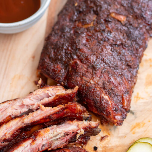 smoked ribs with some cut up