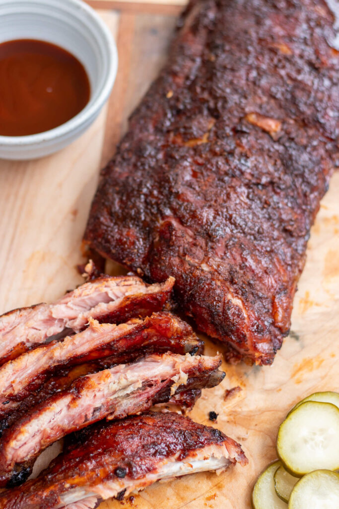 smoked ribs with some cut up